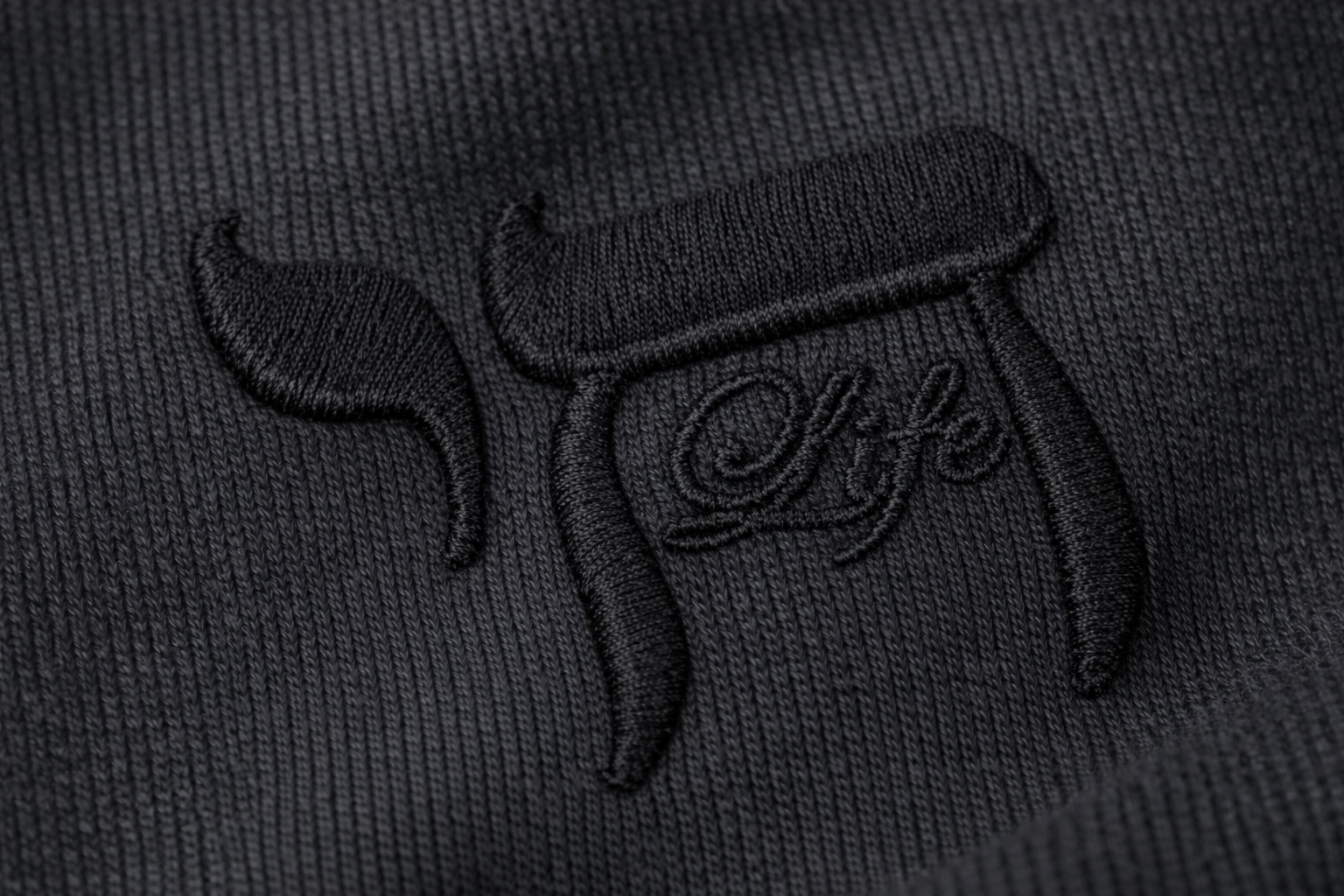 Black Chai Life Puff Embroidered Organic Cotton French terry Black Hoodie