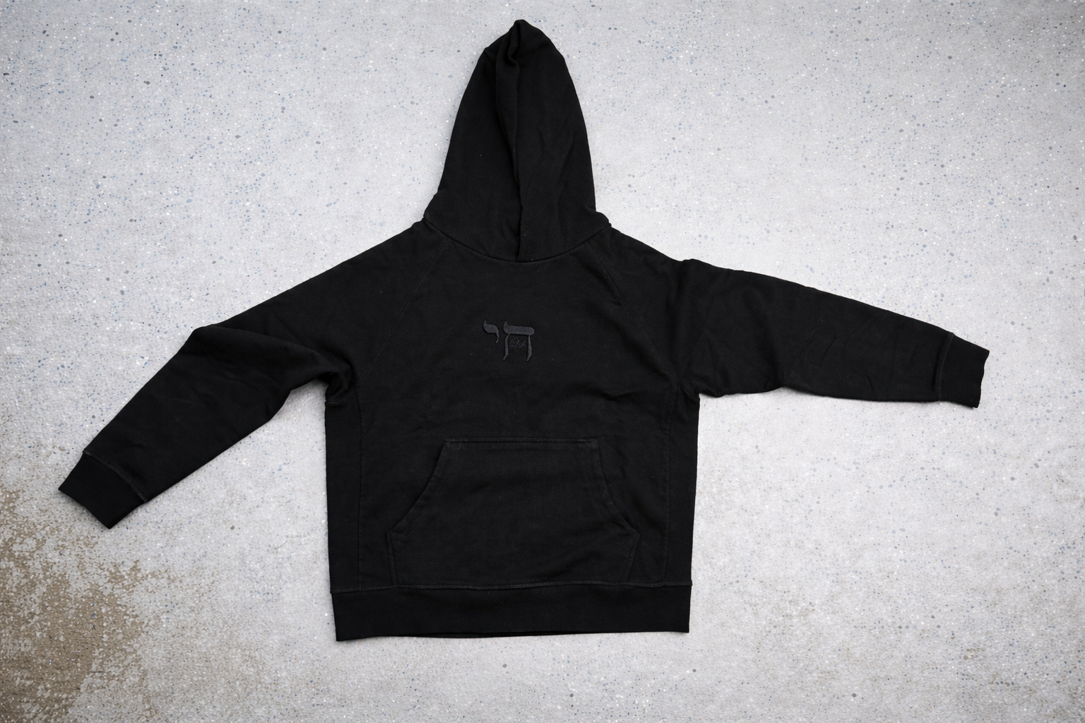 Black Chai Life Puff Embroidered Organic Cotton French terry Black Hoodie
