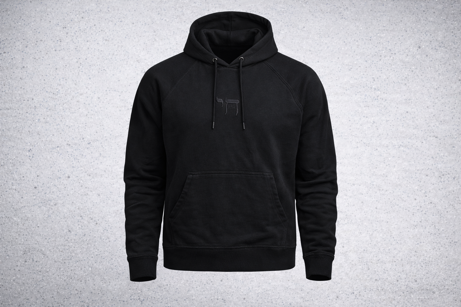 Black Chai Life Puff Embroidered Organic Cotton French terry Black Hoodie